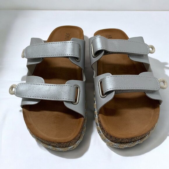 Armistice Womens Silver Adjustable Strap Cork & Rope Sandals Size 39/8.5 - Picture 4 of 8